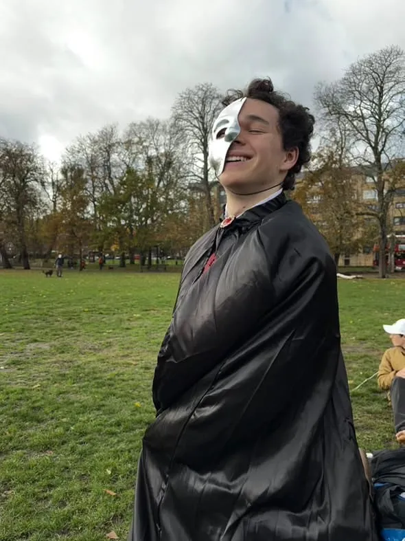 Kellan in a full Phantom of the Opera costume at a tournament.