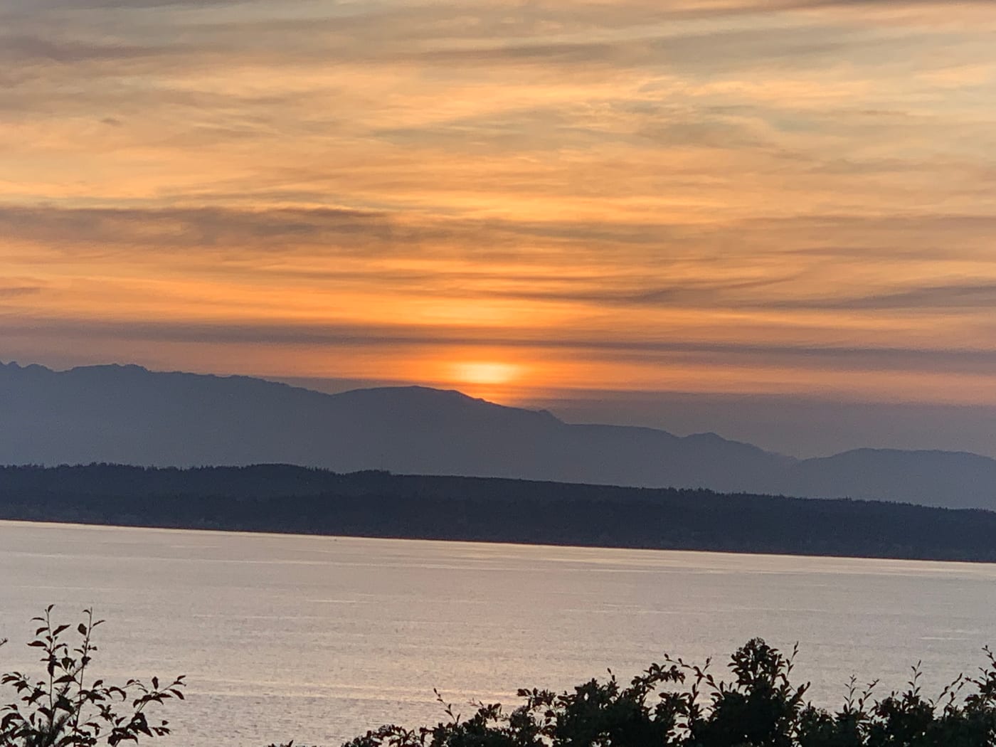 Soft sunset bands over Puget Sound.