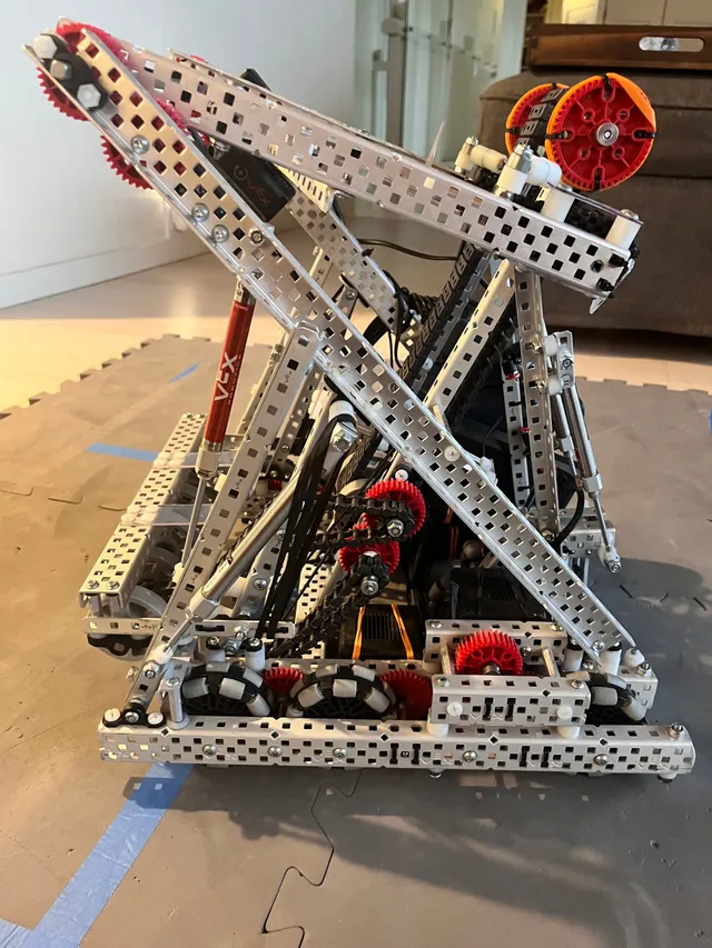 Senior-year robot progress photo.