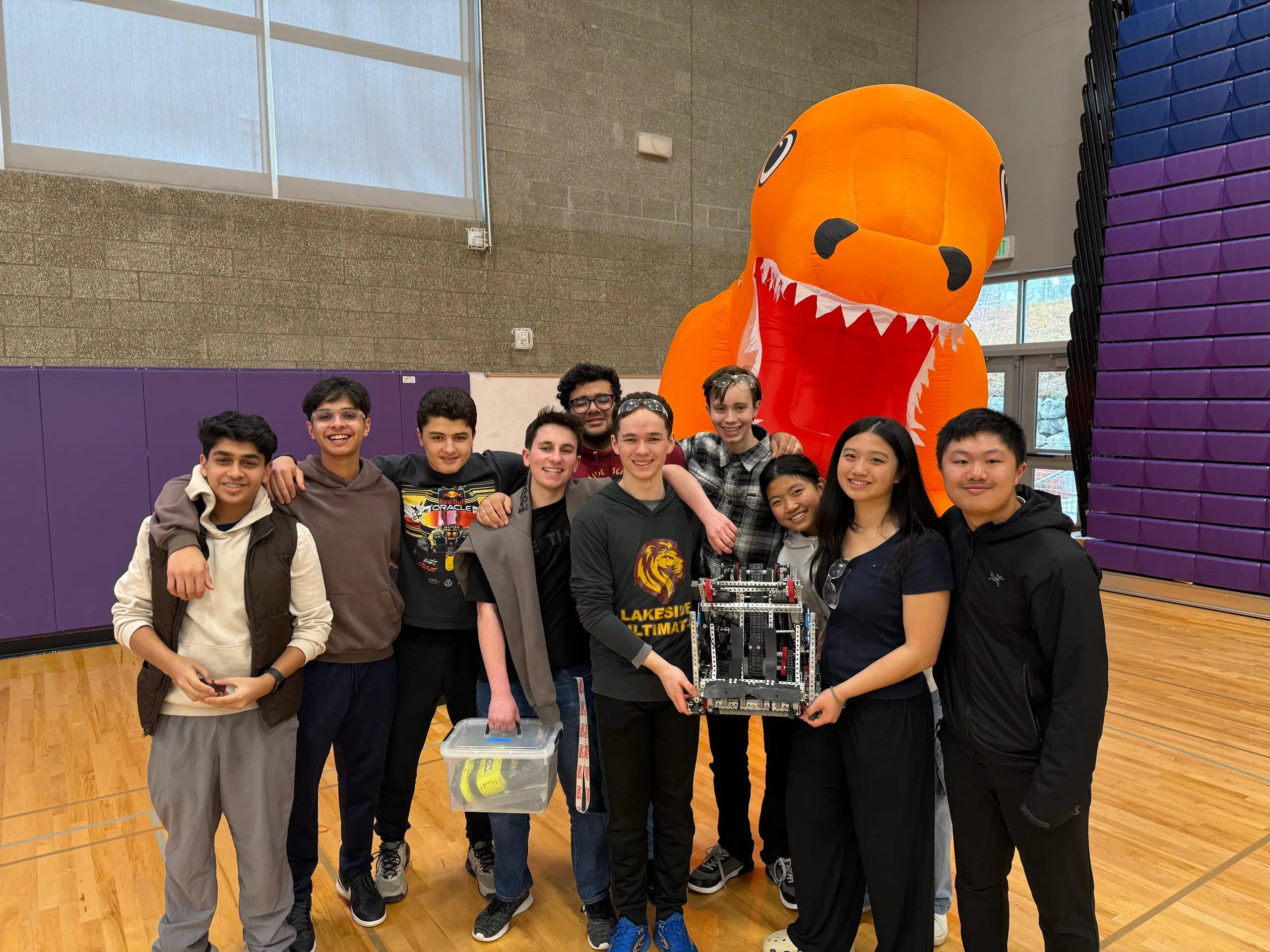 The Lakeside senior-year robotics team at the state championship.